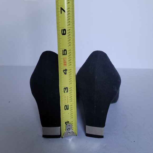 Christian Lacroix Vintage 90s Black Suede Square Toe Quiet Luxury Pumps. Sz 8.5 - Picture 6 of 9